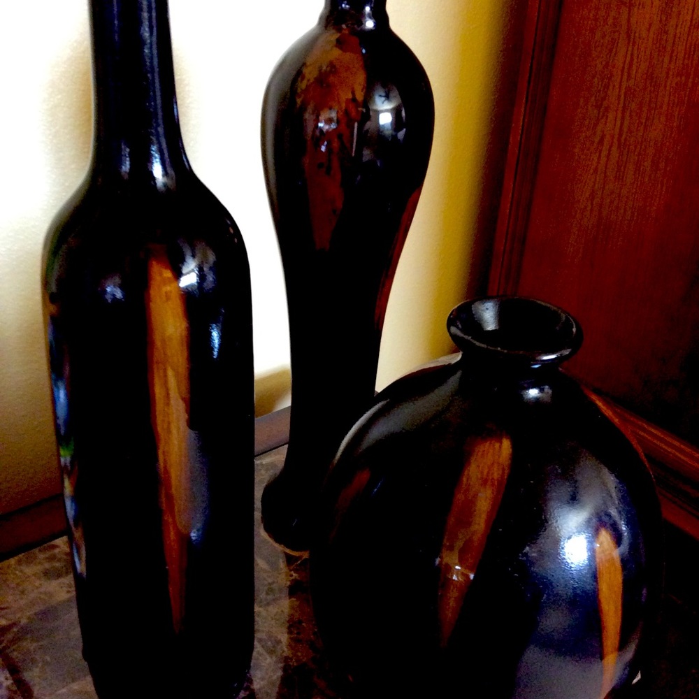 Set of three, brown vases